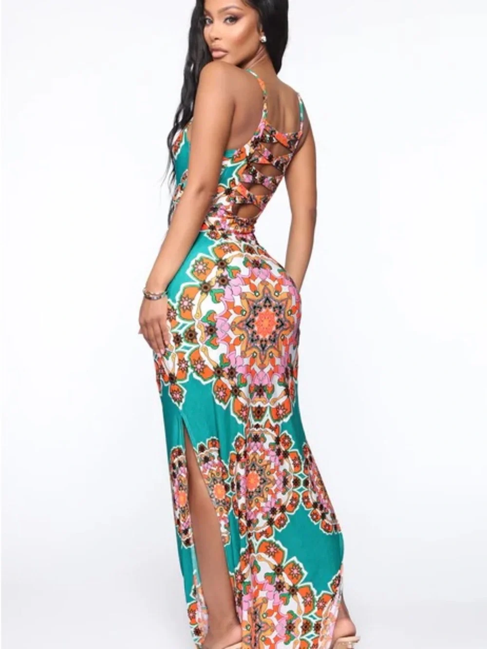 Fashion Nova Kaleidoscope Days Dress - Jade S - Picture 3 of 5